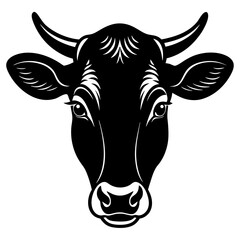 Cow head simple black silhouette, Black silhouette vector icon, silhouette illustration