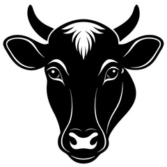 Cow head simple black silhouette, Black silhouette vector icon, silhouette illustration