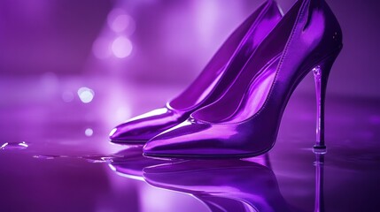 Fototapeta premium Purple Heels Reflecting, Nightclub, Party