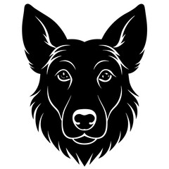Dog head simple black silhouette, Black silhouette vector icon, silhouette illustration