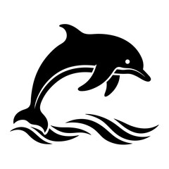 dolphin simple black silhouette, Black silhouette vector icon, silhouette illustration