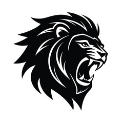 lion head silhouette mascot logo