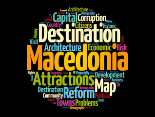 Fototapeta premium Macedonia word cloud, business and travel concept background