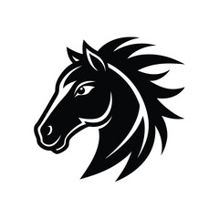 horse head silhouette  mascot logo