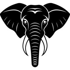 elephant head simple black silhouette, Black silhouette vector icon, silhouette illustration