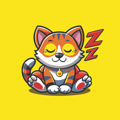 Cute Sleepy Cat Cartoon Mascot Character for Design Projects