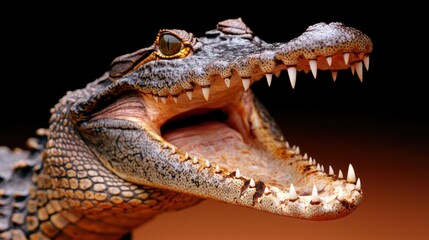 Obraz premium An alligator showing its sharp teeth with its mouth open
