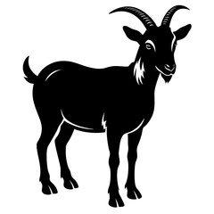 goat simple black silhouette, Black silhouette vector icon, silhouette illustration