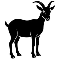 Fototapeta premium goat simple black silhouette, Black silhouette vector icon, silhouette illustration