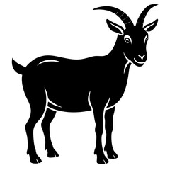 goat simple black silhouette, Black silhouette vector icon, silhouette illustration