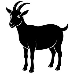 goat simple black silhouette, Black silhouette vector icon, silhouette illustration