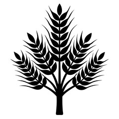 growing wheat tree simple black silhouette, Black silhouette vector icon, silhouette illustration