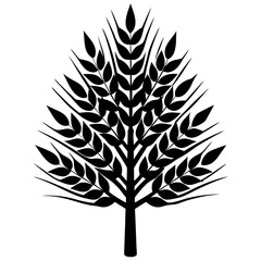 Obraz premium growing wheat tree simple black silhouette, Black silhouette vector icon, silhouette illustration