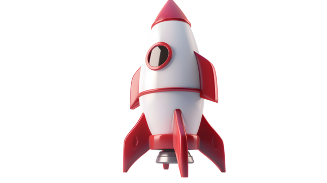 3D rocket in space Business startup and business growth, PNG
