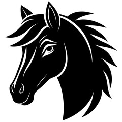 horse head simple black silhouette, Black silhouette vector icon, silhouette illustration