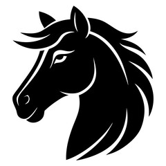 horse head simple black silhouette, Black silhouette vector icon, silhouette illustration