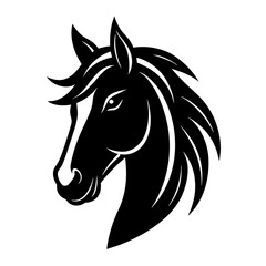 horse head simple black silhouette, Black silhouette vector icon, silhouette illustration