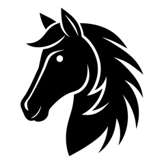  horse head simple black silhouette, Black silhouette vector icon, silhouette illustration