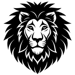 lion head simple black silhouette, Black silhouette vector icon, silhouette illustration