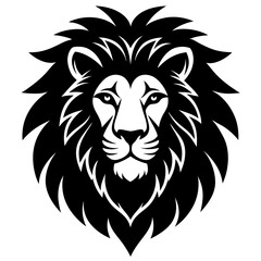 Obraz premium lion head simple black silhouette, Black silhouette vector icon, silhouette illustration