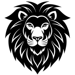lion head simple black silhouette, Black silhouette vector icon, silhouette illustration