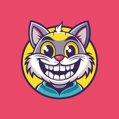 Obraz premium Cute and Cheerful Smiling Cat Mascot Character Sitting Posing Logo Vector Mascot