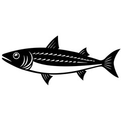 mackerel fish simple black silhouette, Black silhouette vector icon, silhouette illustration