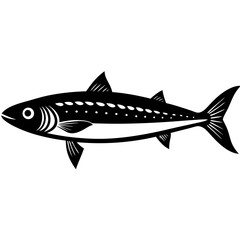 mackerel fish simple black silhouette, Black silhouette vector icon, silhouette illustration