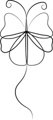 One line printable art of butterfly for coloring page