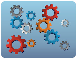 Interlocking colorful gears symbolize collaboration and seamless operation in a visually appealing design