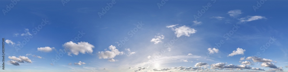 Canvas Prints blue sky hdri 360 panorama with white clouds before sunset with zenith for use in 3d graphics as sky