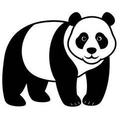 panda simple black silhouette, Black silhouette vector icon, silhouette illustration
