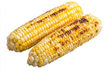 Grilled corn on the cob, summer food, white background, healthy eating