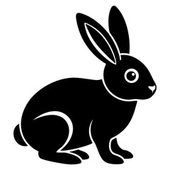 Obraz premium rabbit simple black silhouette, Black silhouette vector icon, silhouette illustration