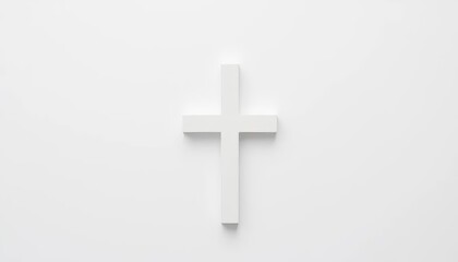 Obraz premium Clean, minimalist white cross abstract design on solid background, concept, digital