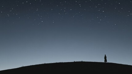 Obraz premium A lone person observes the beautiful night sky with stars