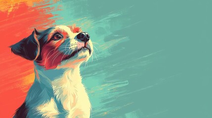 Illustration of a Jack Russell Terrier in ballpoint pen sketch style with pastel colors