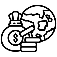 Global Economy icon in Outline Style. Simple Vector Design. Simple Vector Outline Icon