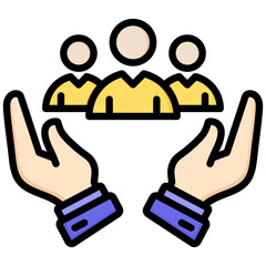 Team icon in Flat Color Style With Outline. Simple Vector Design. Simple Vector Flat Icon