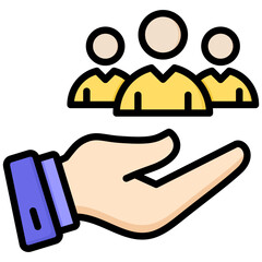 Group icon in Flat Color Style With Outline. Simple Vector Design. Simple Vector Flat Icon