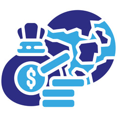 Global Economy icon in Glyph Dual Color Style. Simple Vector Design. Simple Vector Glyph Icon