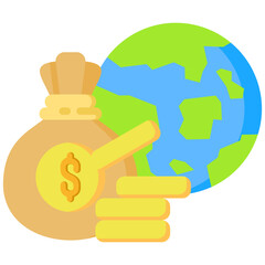 Global Economy icon in Flat Color Style. Simple Vector Design. Simple Vector Flat Icon