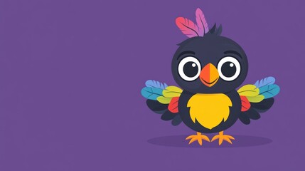 Obraz premium A Colorful Animated Bird With Distinctive Feather Decorations