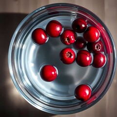cranberries in a bowl on wooden table