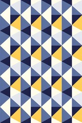 Abstract Geometric Triangles Pattern Blue, Yellow, White Design