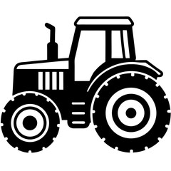 tractor simple black silhouette, Black silhouette vector icon, silhouette illustration