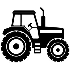 tractor simple black silhouette, Black silhouette vector icon, silhouette illustration