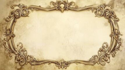 Vintage Ornate Frame Background - Antique Decorative Design with Elegant Floral Patterns in Warm Tones