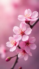 Fototapeta premium Delicate pink cherry blossoms, soft focus background, ethereal, floral, photography