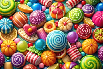 Fototapeta premium Cartoon Candies Delightful Treats